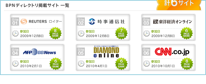 BPNディレクトリ掲載サイト 一覧